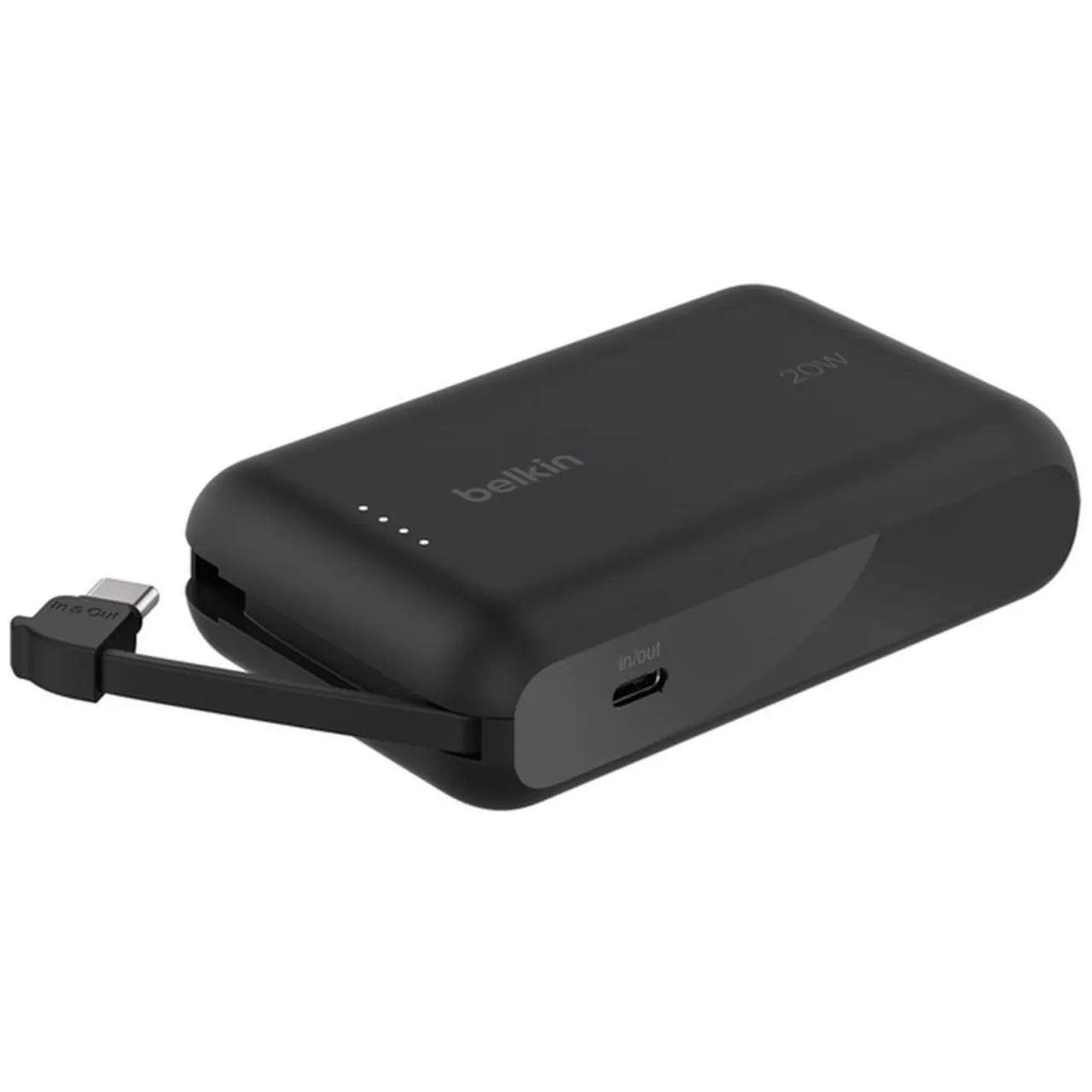 Belkin باور بانك BoostCharge‏ 10K PD | شحن سريع 20W | كابل USB-C مدمج | تشغيل حتى 43 Hours | أسود