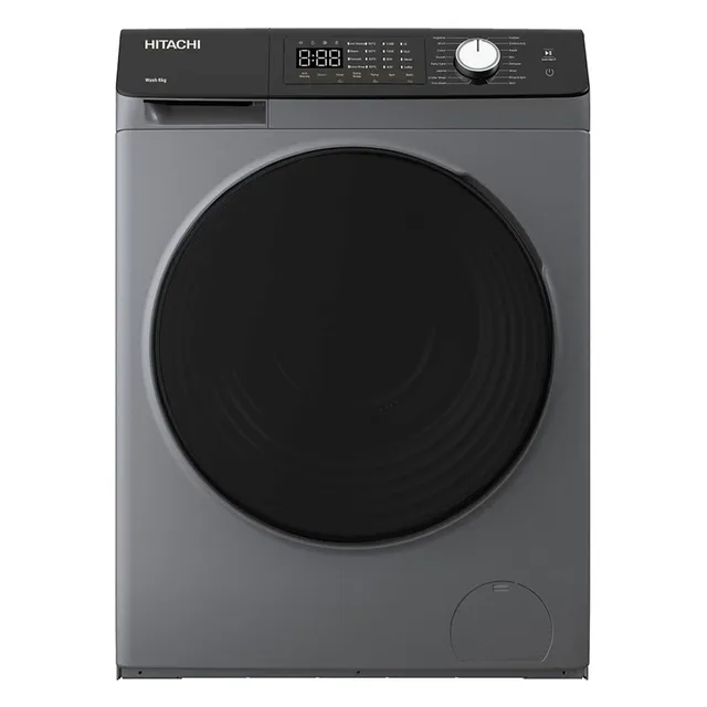 Hitachi Front Load Washing Machine, 1200 RPM, 10-Year Warranty on Inverter Motor, 16 Programs, Dark Grey, BD-802HVOS