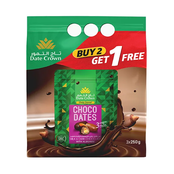 Date Crown Milk & Dark Chocolate With Almonds Choco Dates - 2 +