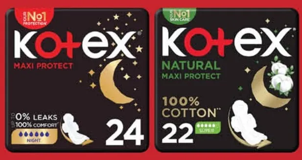 Kotex ماكسي ليلي / ماكسي سميك طبيعي ليلي